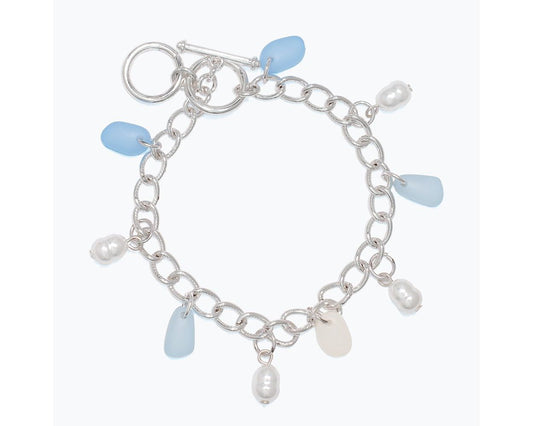 Bracelet-Slvr w Sea Glass & Pearls