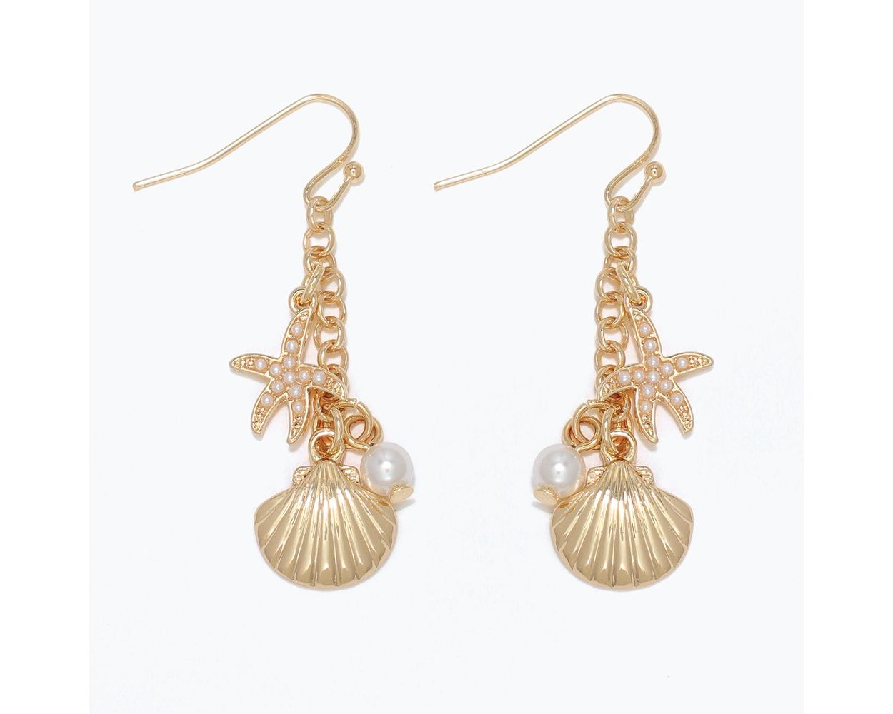 Earrings-Starfish & Scallop w Pearl