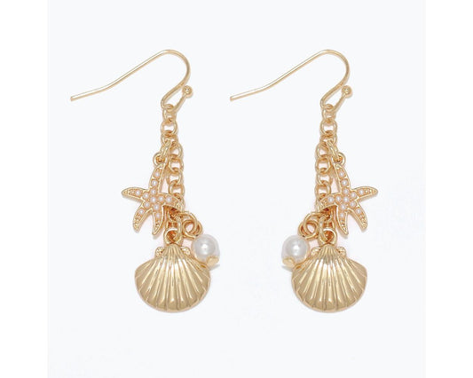 Earrings-Starfish & Scallop w Pearl