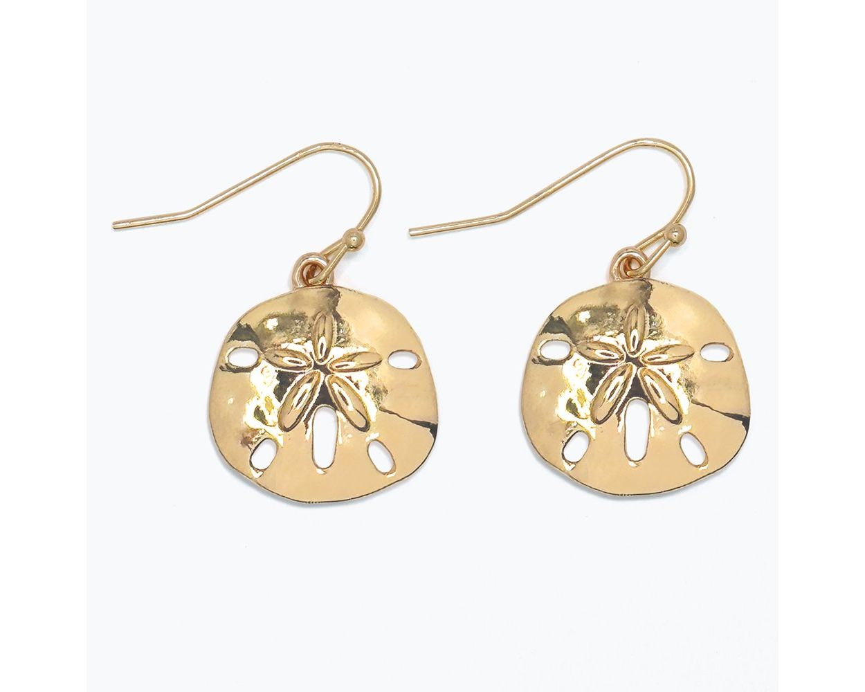 Earrings-Polished Gold Sand Dollars