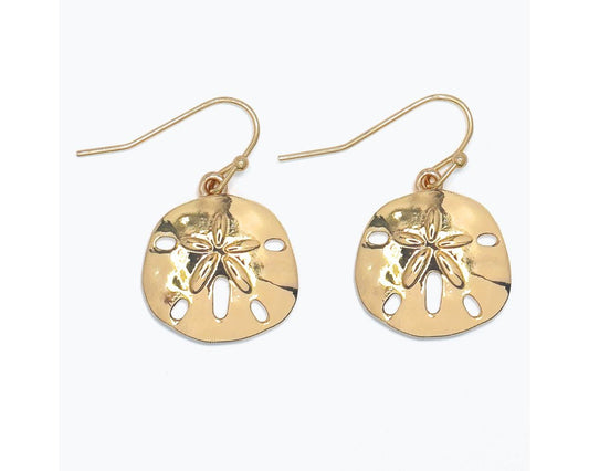 Earrings-Polished Gold Sand Dollars