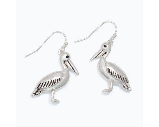 Earrings-Silver Pelicans