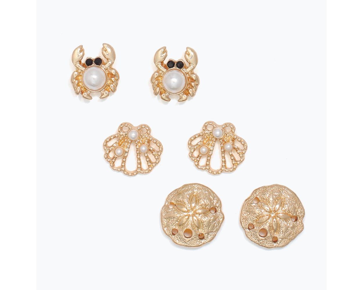Earrings-Gold Trio with Pearls