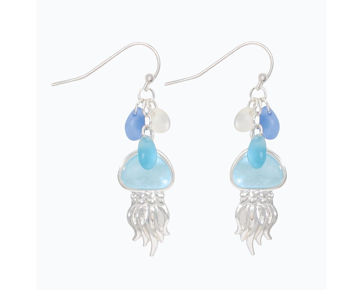 Earrings-Slvr Sea Glass Jellyfish
