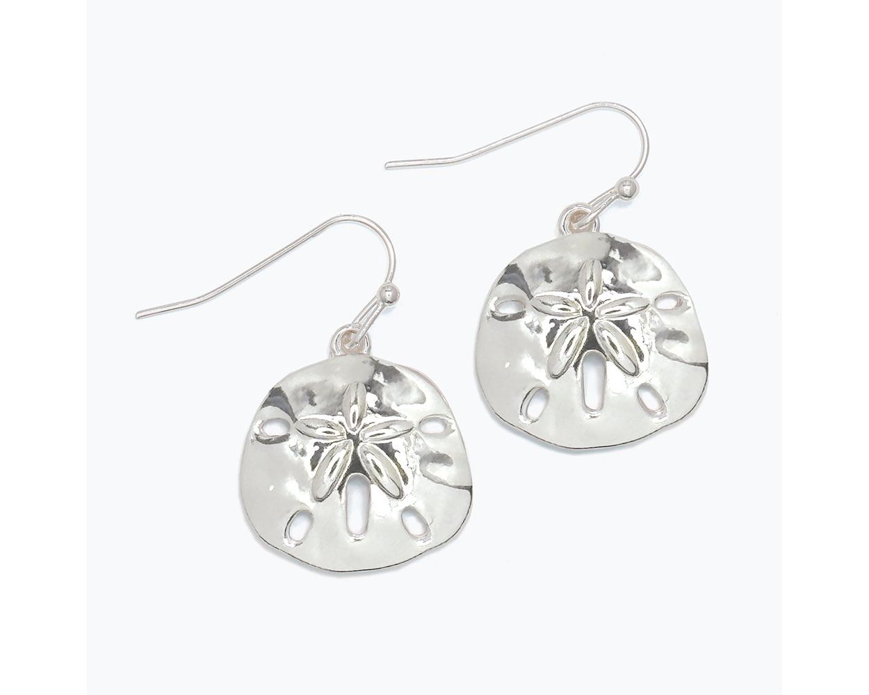 Earrings-Polished Silver Sand Dolla
