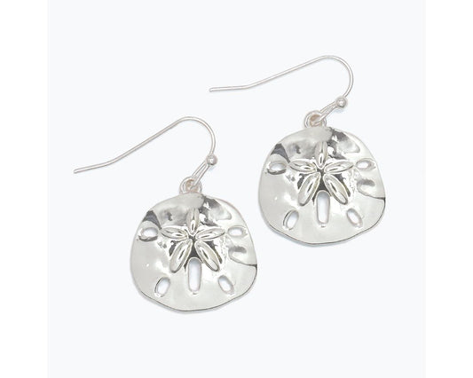 Earrings-Polished Silver Sand Dolla