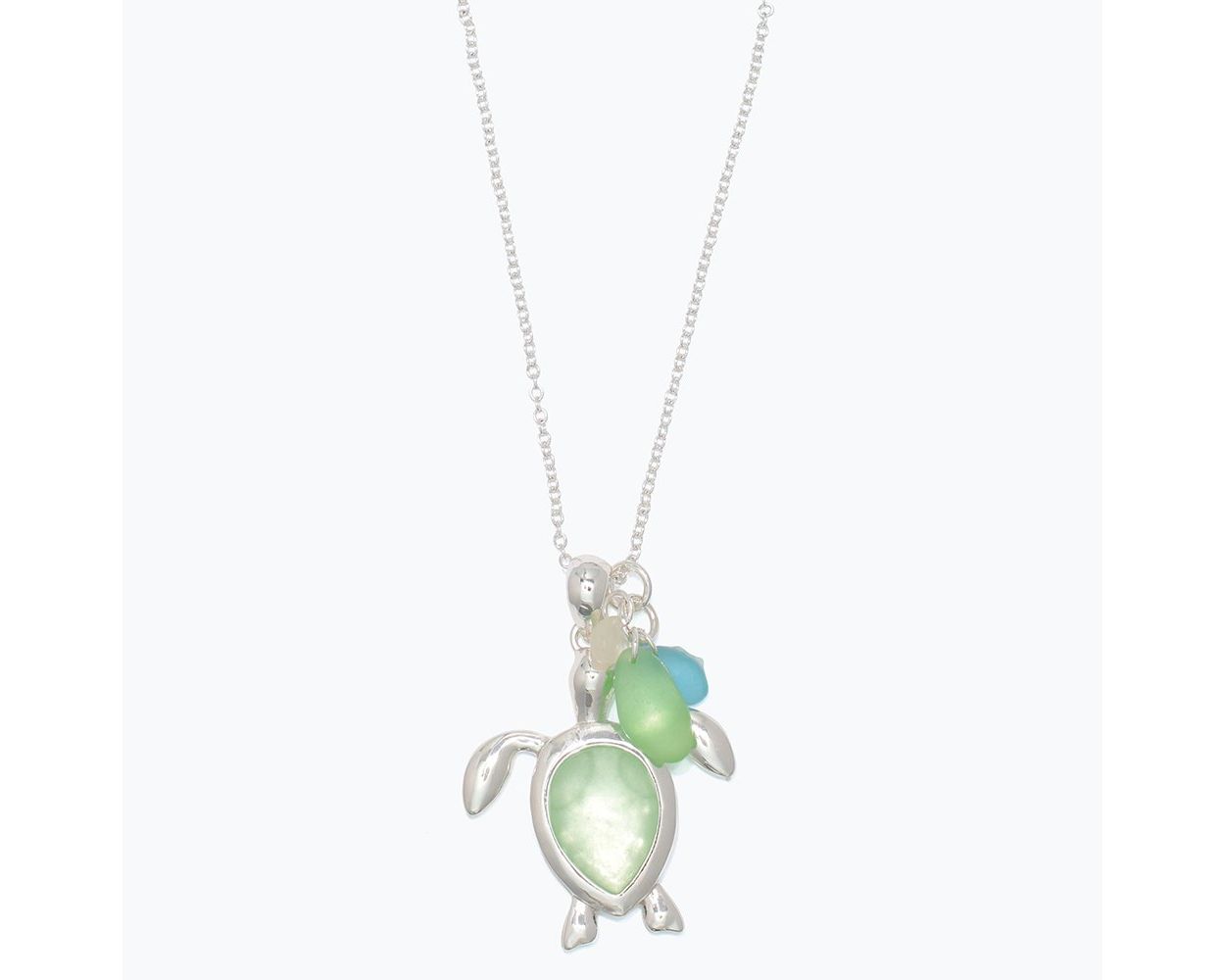 Silver Sea Glass Turtle Necklace