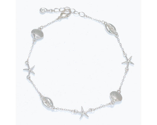 Anklet-Silver Multi Silver Sealife