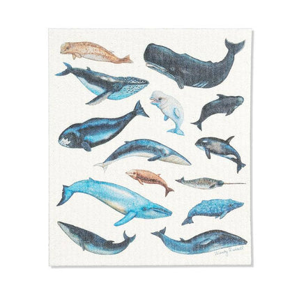 Whales Dishcloth-6.75x7.5"L
