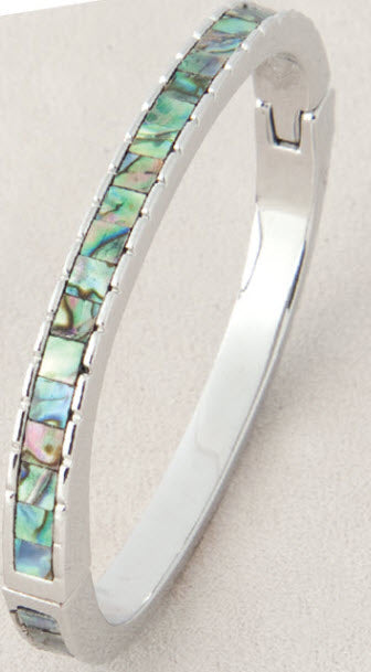 Diamond Cut Hinged Abalone Bracelet