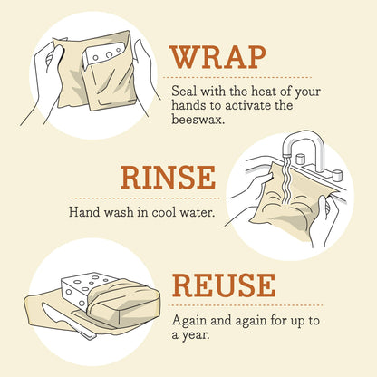 Bees Wrap Reusable Beeswax Food Wraps 3 Pack - Oceans