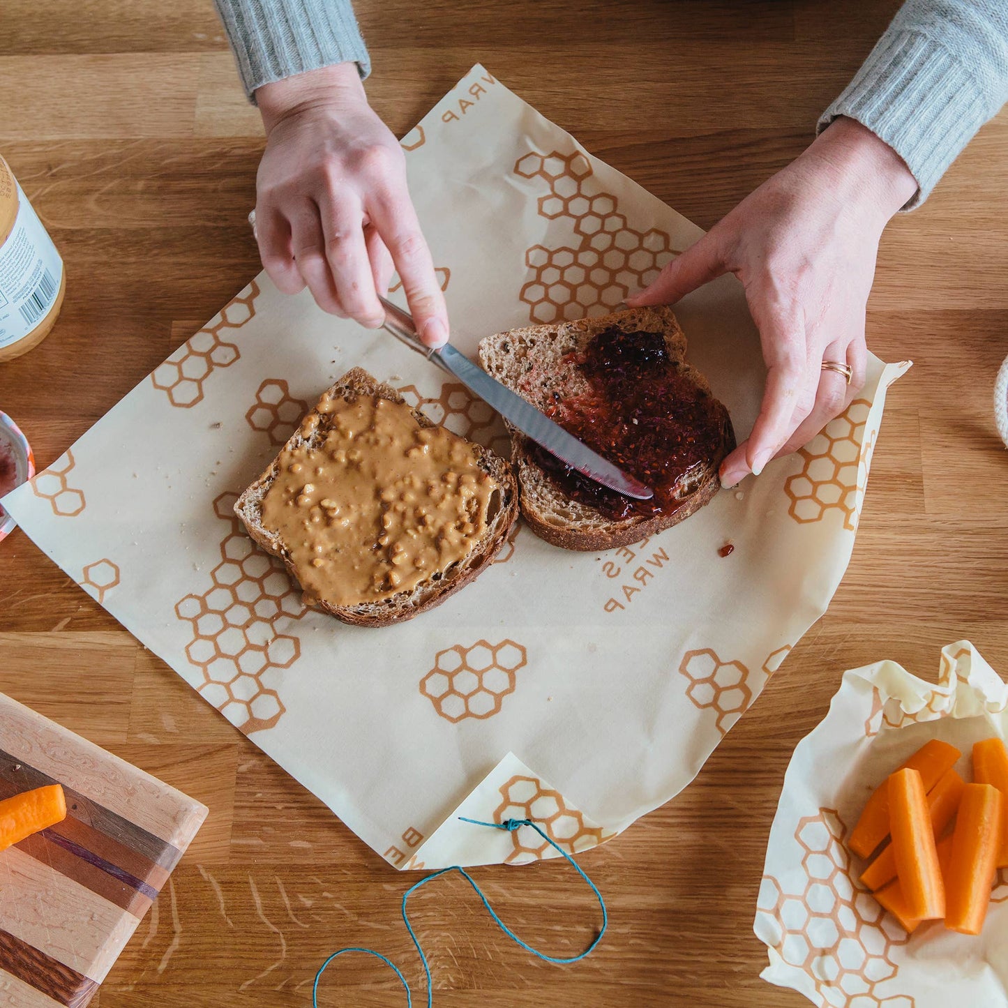 Bees Wrap Reusable Beeswax Sandwich Wrap - Honeycomb Print