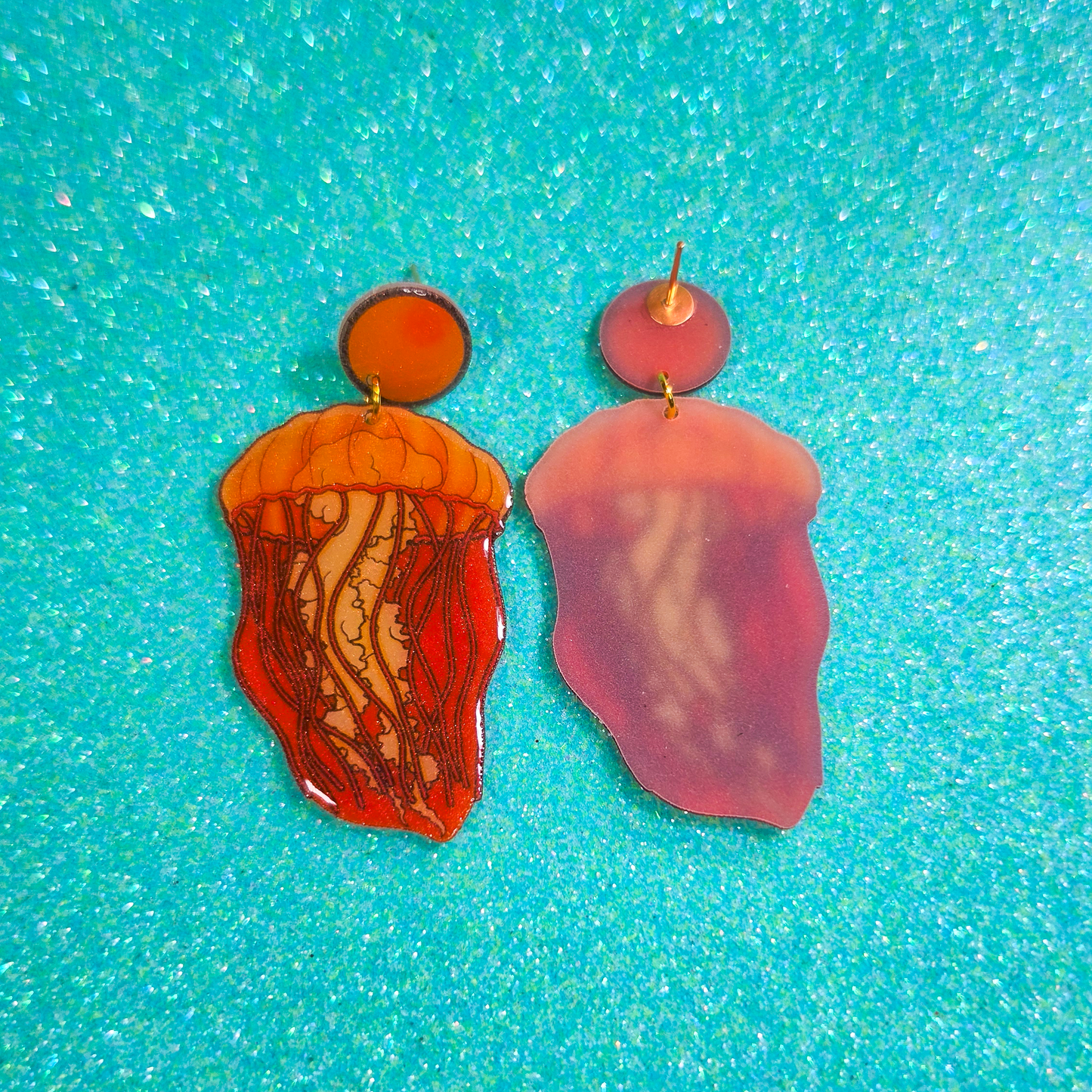 Moon Jellyfish Shrink Plastic UV Resin Earrings