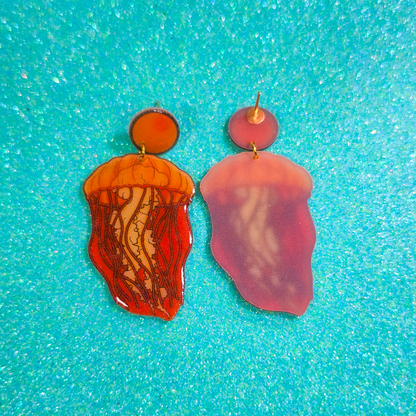 Moon Jellyfish Shrink Plastic UV Resin Earrings