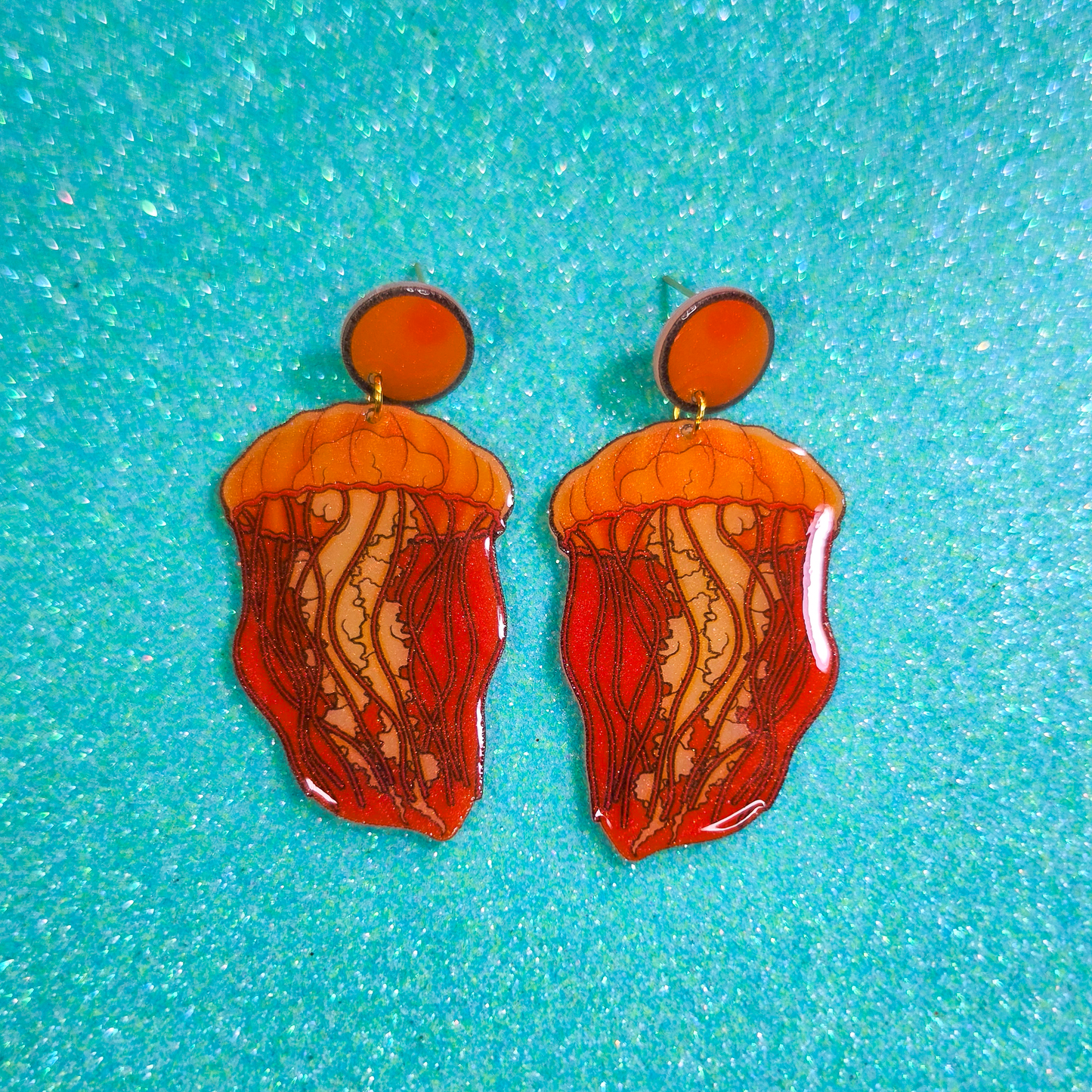 Moon Jellyfish Shrink Plastic UV Resin Earrings