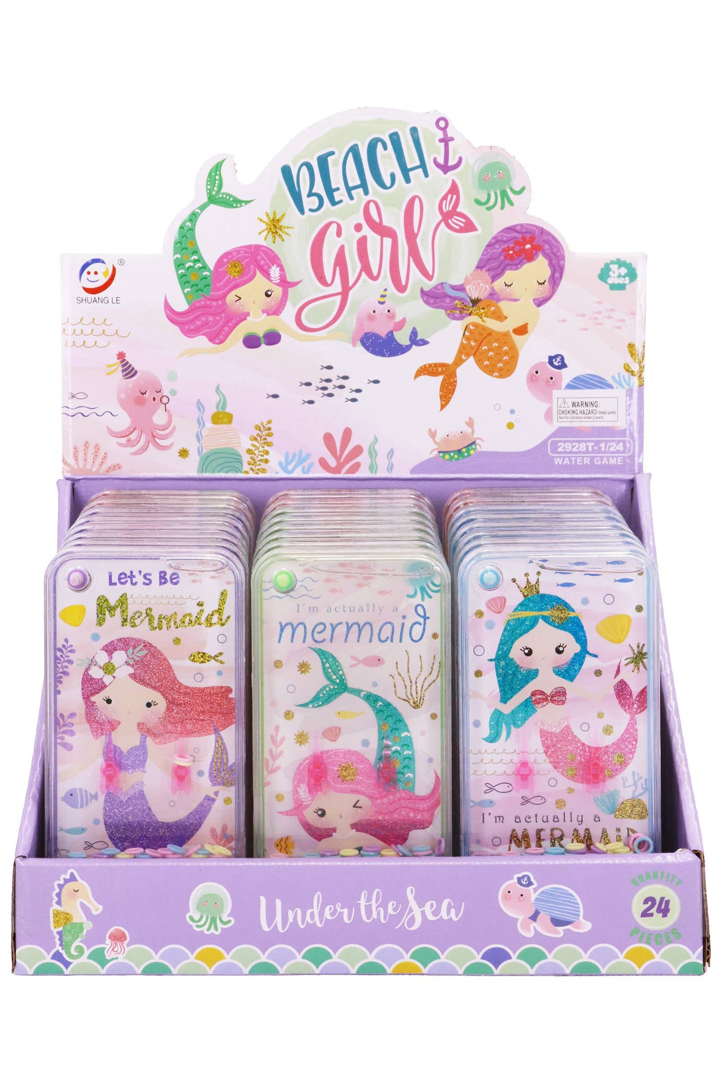 Glittery Mermaid Handheld Water Game - 24 Pcs