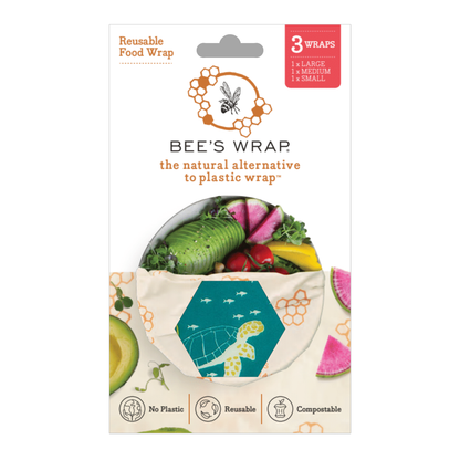 Bees Wrap Reusable Beeswax Food Wraps 3 Pack - Oceans