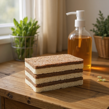 100% Plant-Based Kitchen Sponge | Coconut & Walnut Scrubber (Compostable + Plastic-Free)
