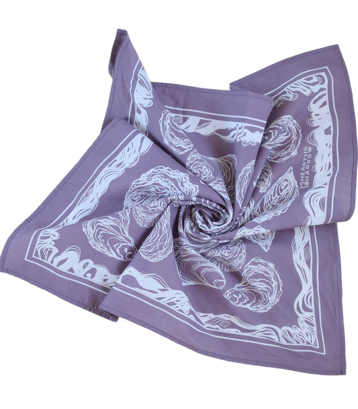 Oyster Bandana - 100% Cotton - Hand Printed - Dusty Purple