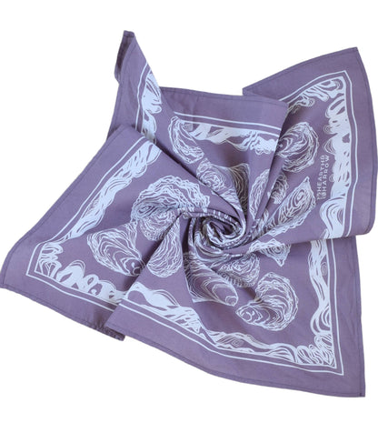Oyster Bandana - 100% Cotton - Hand Printed - Dusty Purple
