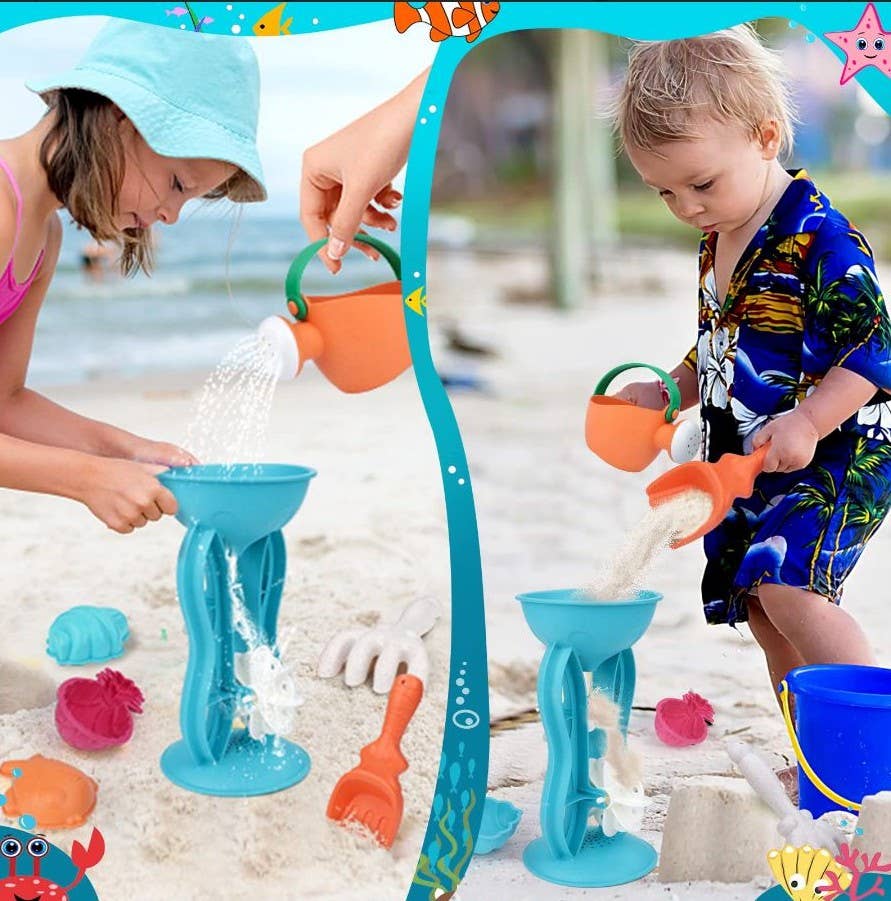 Wheat Straw Beach Toy Set Water Wheel