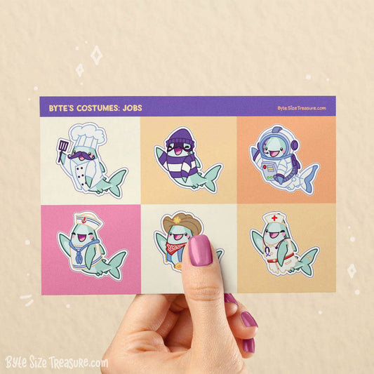 Shark Costumes - Jobs Sticker Sheet