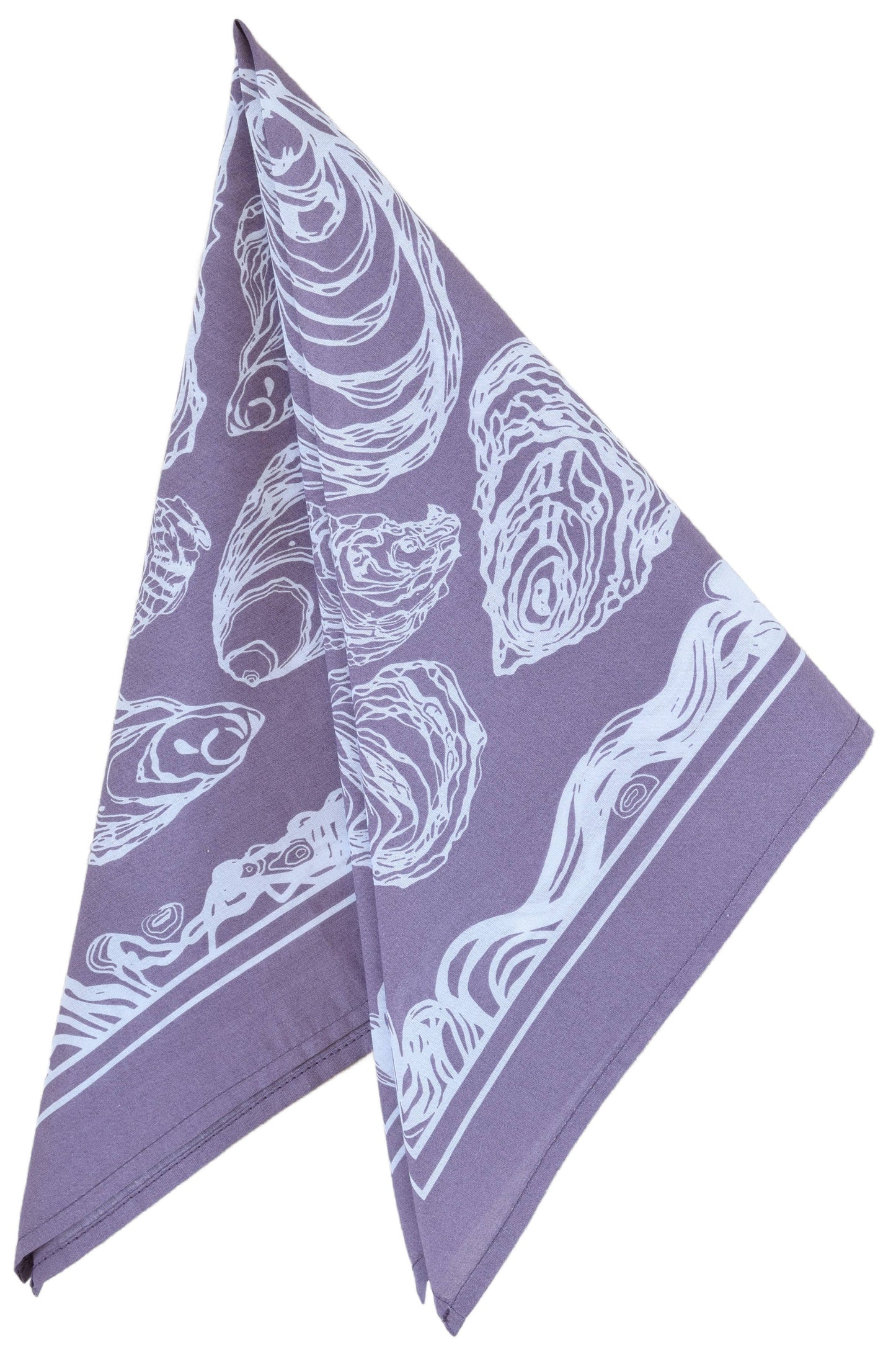 Oyster Bandana - 100% Cotton - Hand Printed - Dusty Purple