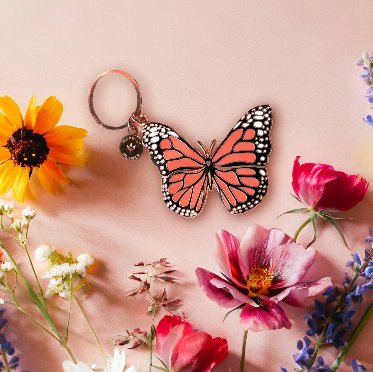 Monarch Butterfly Keychain Bag Charm,  Stocking Stuffer Gift