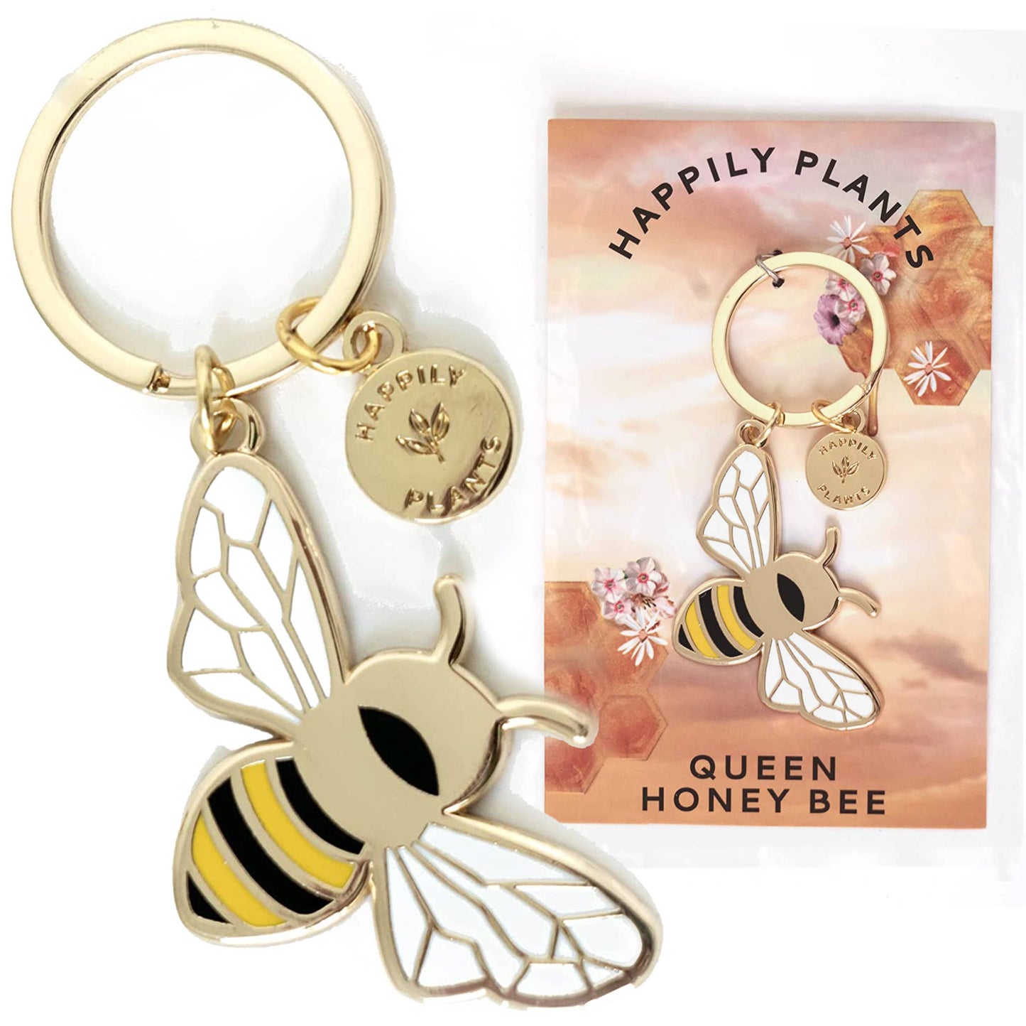 Queen Honey Bee Keychain Bag Charm, Garden Bee Gifts