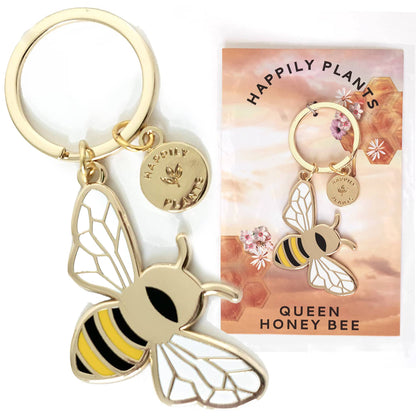 Queen Honey Bee Keychain Bag Charm, Garden Bee Gifts