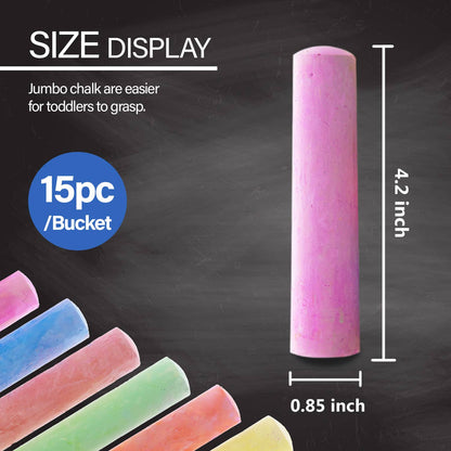 Jumbo Sidewalk Chalk, 15 Count Bucket