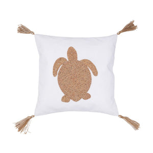 TURTLE WOOD BEADED PILLOW