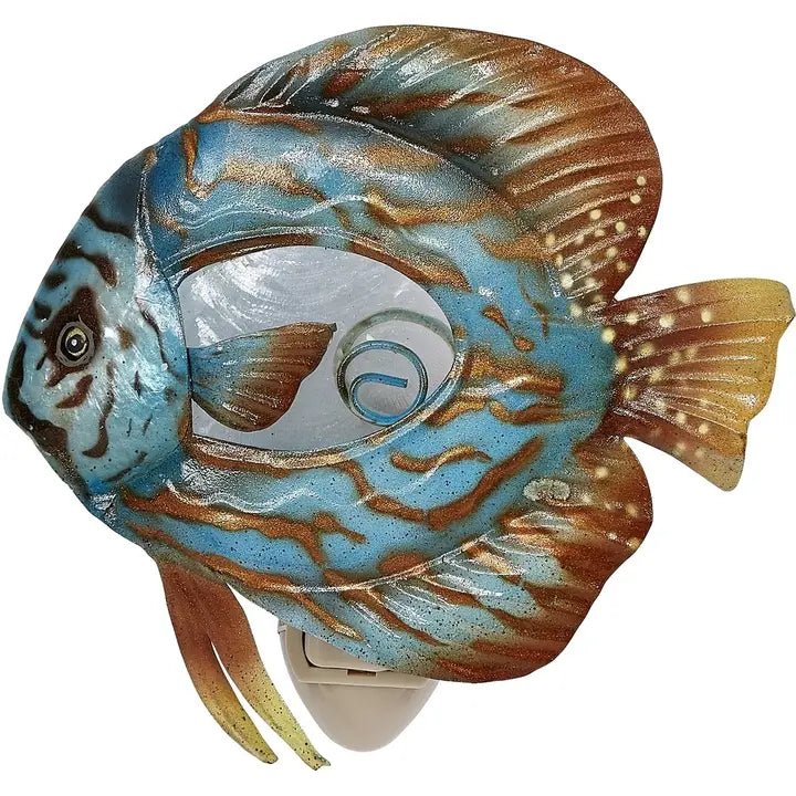 Discus Fish Metal & Capiz Led Loose Night Light 5"