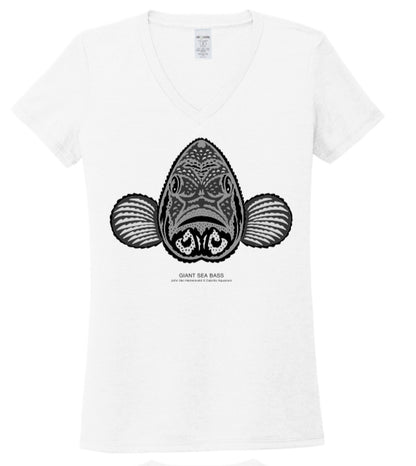 Giant Sea Bass John Van Hamersveld V-Neck Shirt