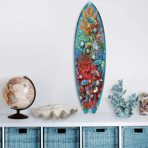 Underwater Life Surfboard Coastal Wood Wall Art