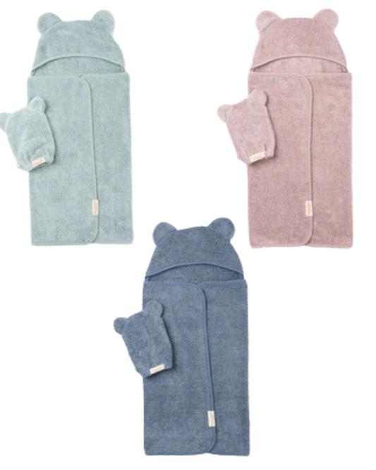 Hooded Towel + Wash Mitt Set
