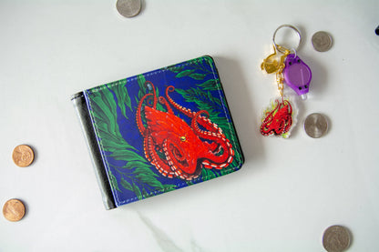 Giant Pacific Octopus in a Kelp Garden small wallet