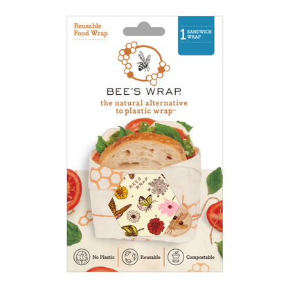 Bees Wrap Reusable Beeswax Sandwich Wrap -Meadow Magic Print