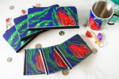 Giant Pacific Octopus in a Kelp Garden small wallet