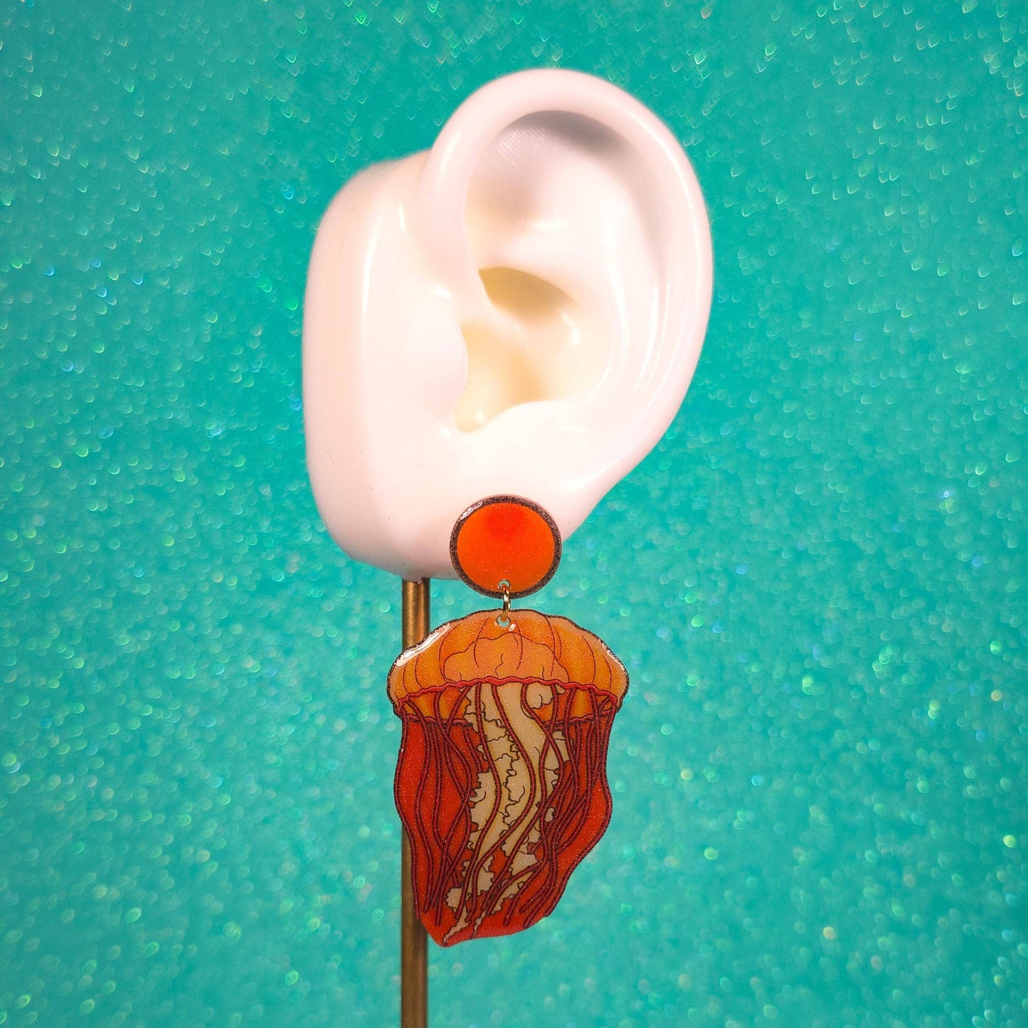 Moon Jellyfish Shrink Plastic UV Resin Earrings