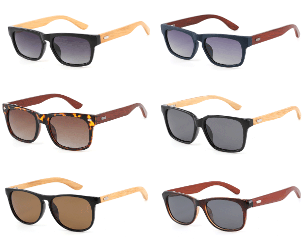Real Bamboo and Rosewood Polarized Sunglasses - Assorted