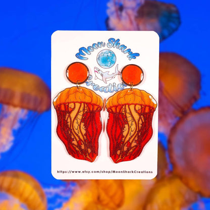 Moon Jellyfish Shrink Plastic UV Resin Earrings
