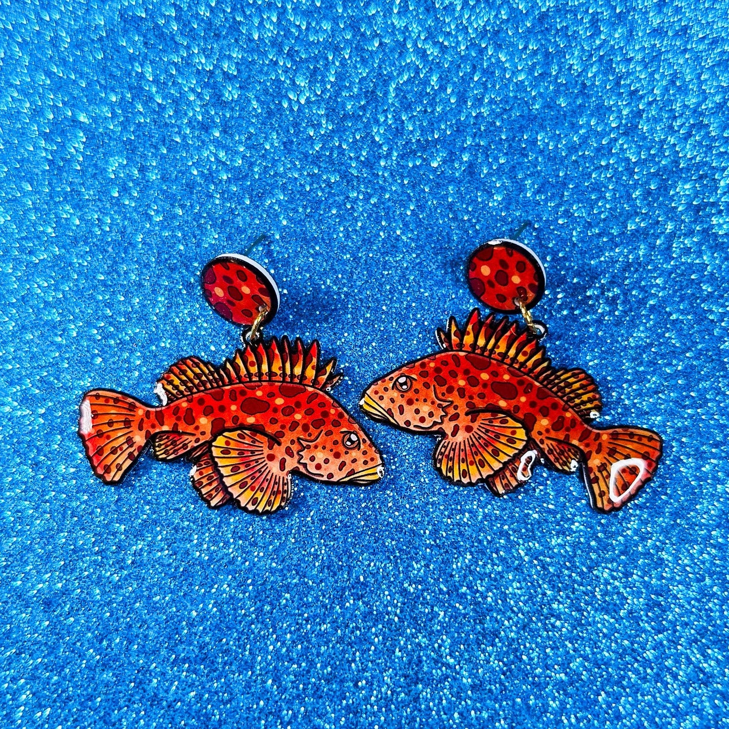 Sculpin Fish UV Resin Earrings | Marine Biology