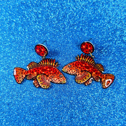 Sculpin Fish UV Resin Earrings | Marine Biology