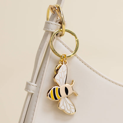 Queen Honey Bee Keychain Bag Charm, Garden Bee Gifts