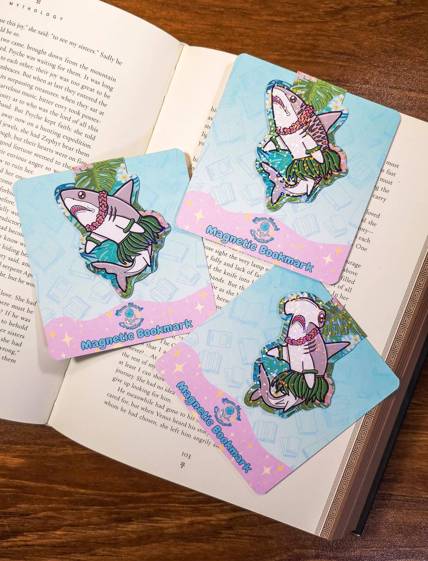 Hula Shark Magnetic Bookmarks | Book Lover Page Marker