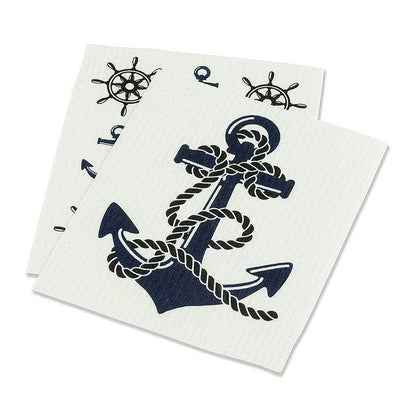 S/2 Anchor Dishcloths-6.5x8"L