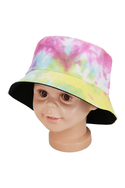 Kids Tie Dye Acid Wash Black Bottom Bucket Hat