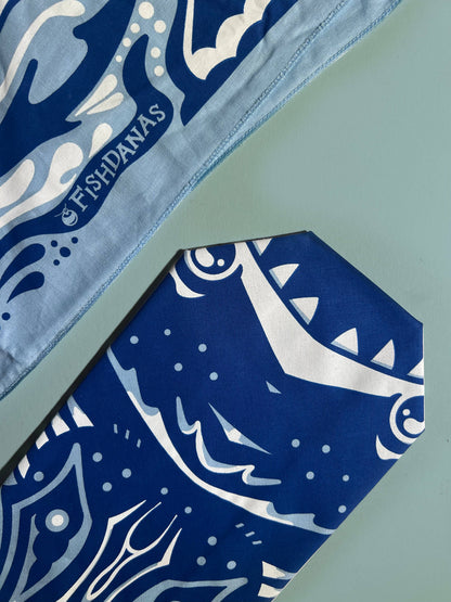Shark Inspired Bandana- Fishdanas, 22 inch, USA Made