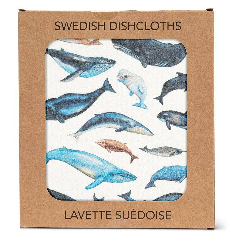Whales Dishcloth-6.75x7.5"L